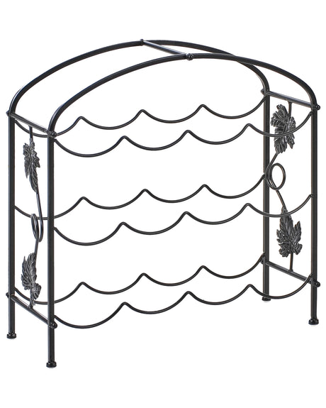 Wine Rack Black Iron Metal Arched Shape 43 x 44 x 15 cm for Bottles Industrial Style Kitchen Home Decor Beliani