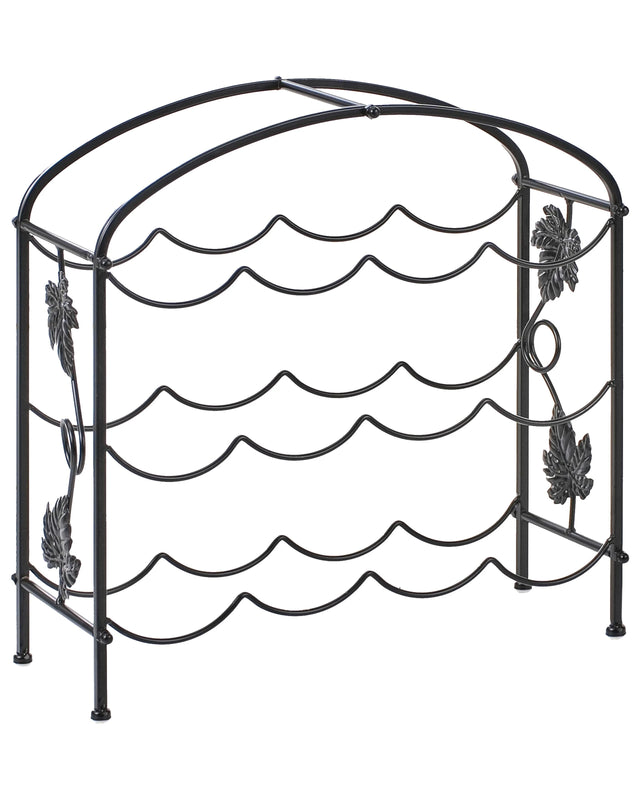 Wine Rack Black Iron Metal Arched Shape 43 x 44 x 15 cm for Bottles Industrial Style Kitchen Home Decor Beliani