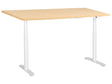 Electrically Adjustable Desk Light Brown Tabletop White Steel Frame 160 x 72 cm Sit and Stand Round Feet Modern Design Beliani