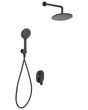 Concealed Shower Set Black Brass 3 Spray Modes Rain Function Wall Hanging Shower System Modern Style Beliani