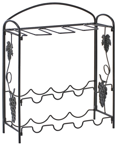 Wine Rack Black Metal Iron Painted 50 x 42 x 15 cm for Bottles and Wine Glasses Kitchen Dinning Room Home Decor Beliani