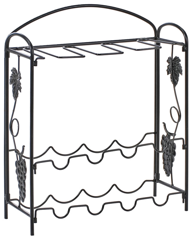 Wine Rack Black Metal Iron Painted 50 x 42 x 15 cm for Bottles and Wine Glasses Kitchen Dinning Room Home Decor Beliani
