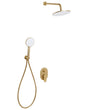 Concealed Shower Set Gold Brass 3 Spray Modes Rain Function Wall Hanging Shower System Modern Style Beliani