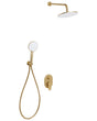Concealed Shower Set Gold Brass 3 Spray Modes Rain Function Wall Hanging Shower System Modern Style Beliani