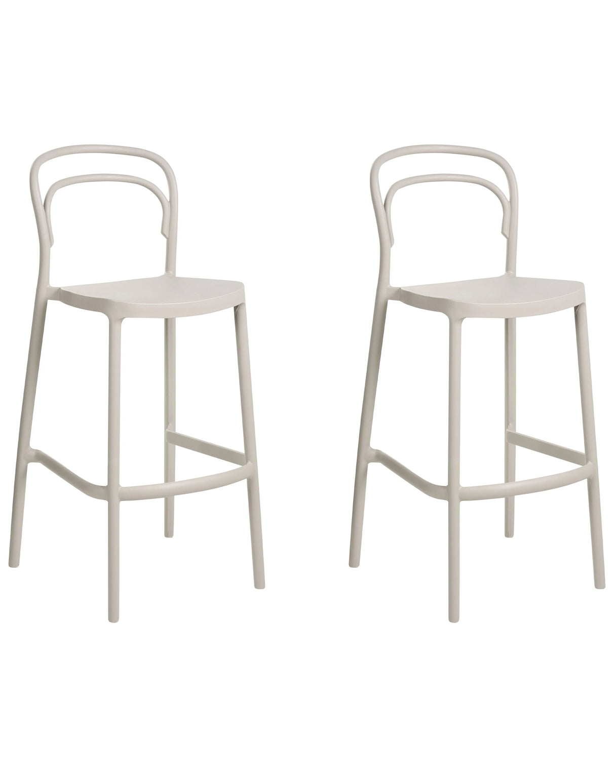 Set of 2 Bar Chairs Beige Plastic Modern Weather Resistant Indoor and Outdoor Use Beliani
