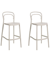Set of 2 Bar Chairs Beige Plastic Modern Weather Resistant Indoor and Outdoor Use Beliani