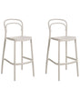 Set of 2 Bar Chairs Beige Plastic Modern Weather Resistant Indoor and Outdoor Use Beliani