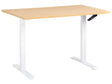 Manually Adjustable Desk Light Brown Tabletop White Steel Frame 120 x 60 cm Sit and Stand Square Feet Modern Design Office Beliani