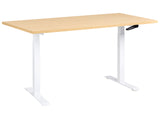 Manually Adjustable Desk Light Brown Tabletop White Steel Frame 160 x 72 cm Sit and Stand Square Feet Modern Design Office Beliani