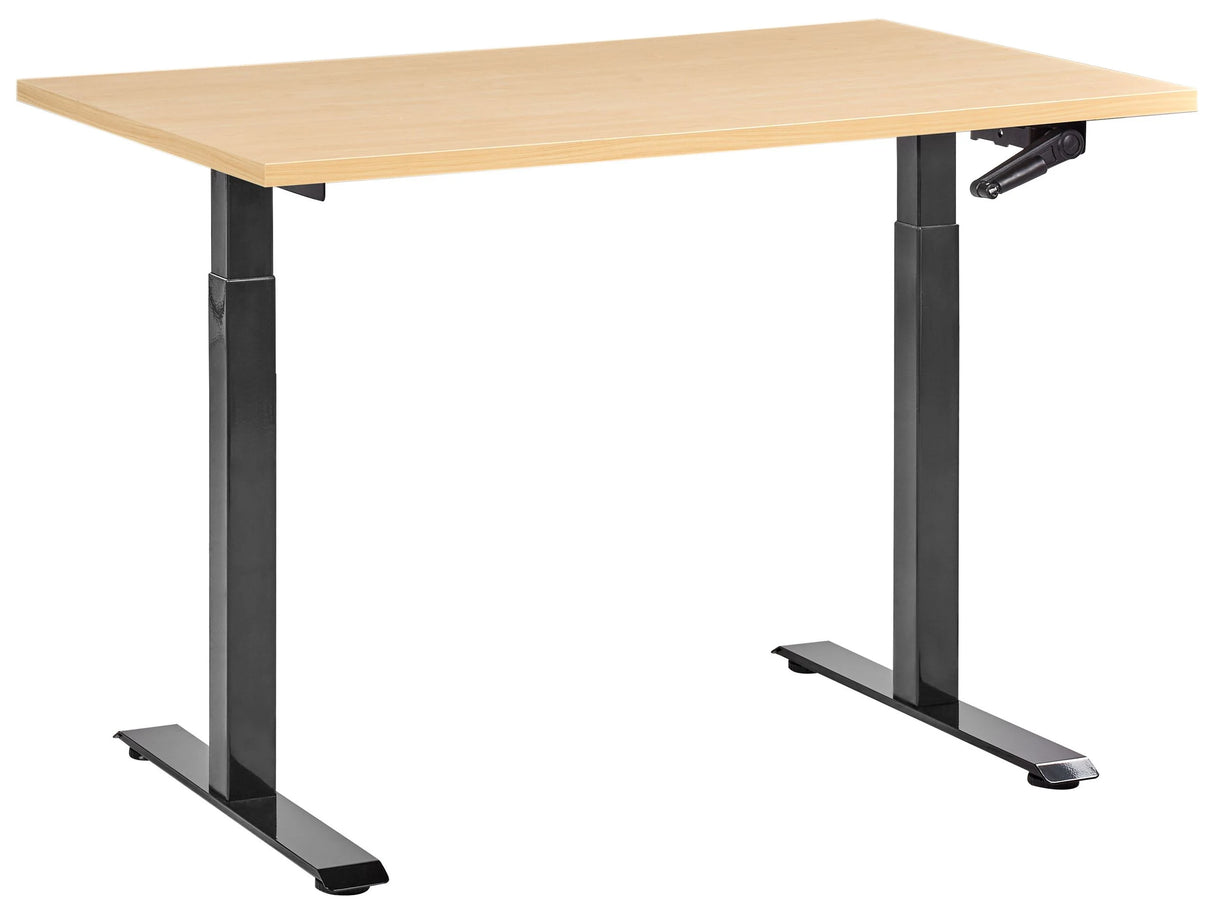 Manually Adjustable Desk Light Brown Tabletop Black Steel Frame 120 x 60 cm Sit and Stand Square Feet Modern Design Office Beliani