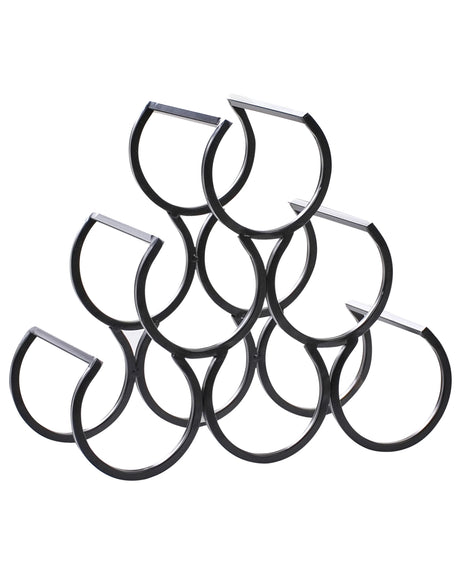 Wine Organizer Black Iron Metal 26 x 28 x 13 cm for Bottles Modern Style Kitchen Living Room Dining Room Beliani