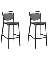 Set of 2 Bar Chairs Black Plastic Retro Weather Resistant Indoor and Outdoor Use Beliani