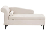 Chaise Lounge Beige Velvet Upholstery with Storage Left Hand with Bolster Beliani