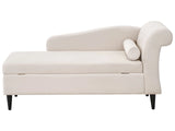 Chaise Lounge Beige Velvet Upholstery with Storage Right Hand with Bolster Beliani