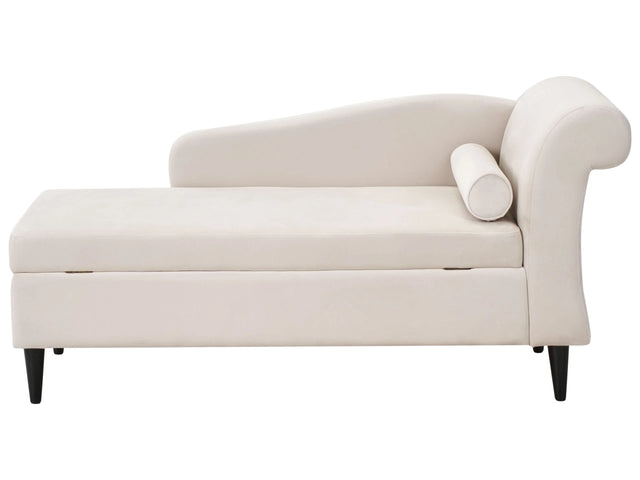 Chaise Lounge Beige Velvet Upholstery with Storage Right Hand with Bolster Beliani