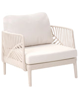Garden Armchair Light Beige Synthetic Frame Outdoor Chair with Cushions Modern Style Beliani