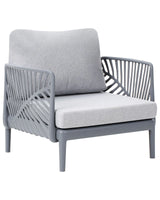 Garden Armchair Grey Synthetic Frame Outdoor Chair with Light Grey Cushions Modern Style Beliani