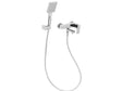 Wall Mounted Bath Mixer Set Silver Brass Single Spout Handheld Shower Head with Switch Modern Style Beliani
