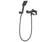 Wall Mounted Bath Mixer Set Black Brass Single Spout Handheld Shower Head with Switch Modern Style Beliani