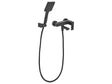 Wall Mounted Bath Mixer Set Black Brass Single Spout Handheld Shower Head with Switch Modern Style Beliani