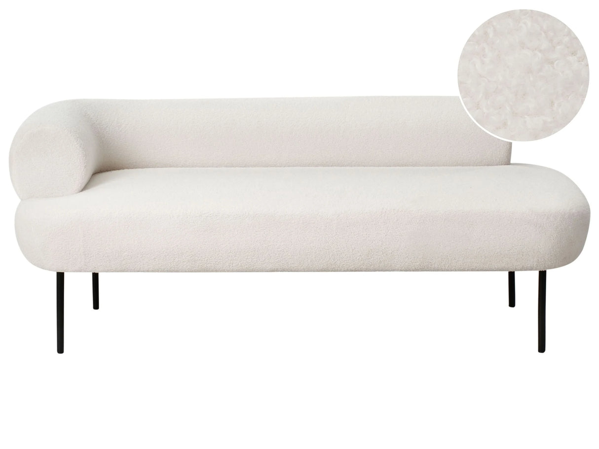 Left Hand Chaise Lounge Off-White Boucle Fabric Upholstery Metal Legs Living Room Modern Minimalist Design Beliani