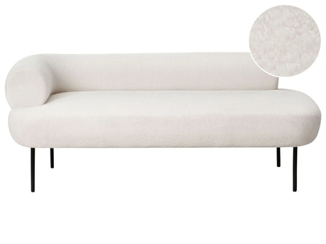 Left Hand Chaise Lounge Off-White Boucle Fabric Upholstery Metal Legs Living Room Modern Minimalist Design Beliani