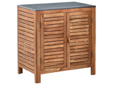 Outdoor Kitchen Cabinet Brown Acacia Wood 2 Shelves 2 Door Unit with Steel Top 80 x 50 x 83 cm Garden Kitchen Dining Beliani