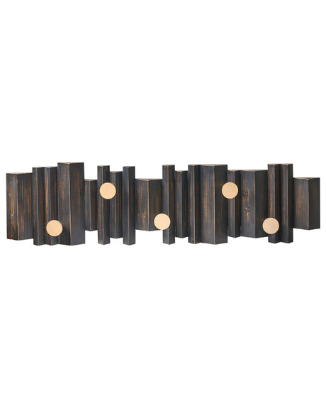 Wall-mounted Coat Rack Black Fir Wood Metal Golden Hooks Hanger Decorative Piece Hallway Accessory Retro Industrial Style Beliani