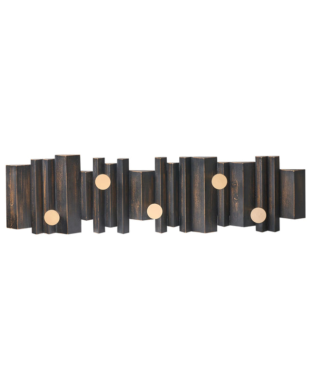 Wall-mounted Coat Rack Black Fir Wood Metal Golden Hooks Hanger Decorative Piece Hallway Accessory Retro Industrial Style Beliani