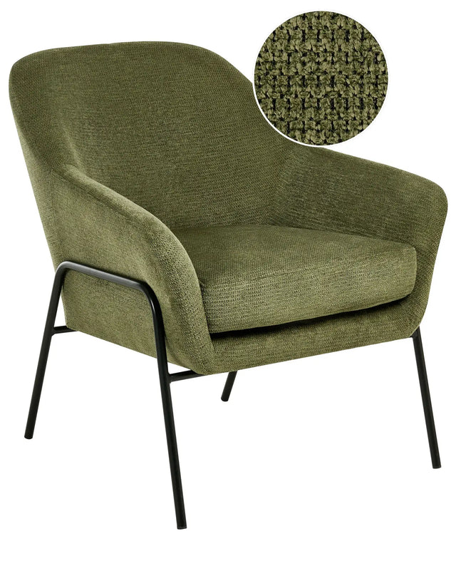 Armchair Green Polyester Upholstery Metal Frame Century Modern Beliani