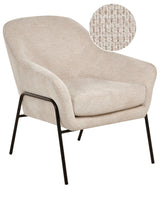 Armchair Beige Polyester Upholstery Metal Frame Century Modern Beliani