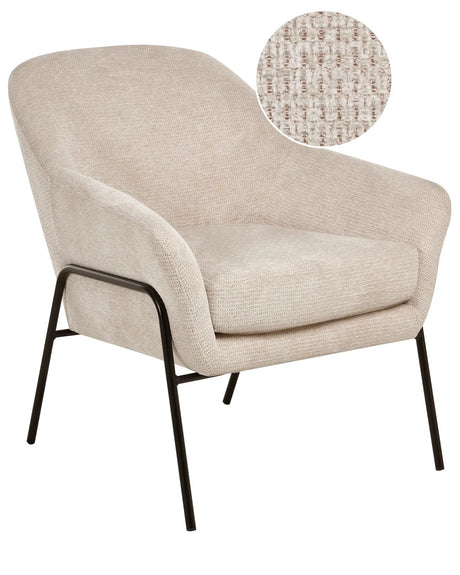 Armchair Beige Polyester Upholstery Metal Frame Century Modern Beliani