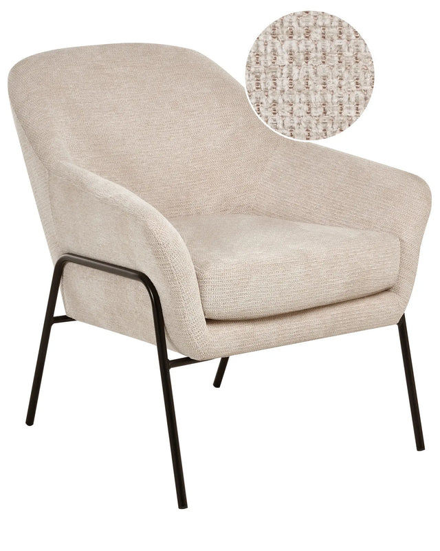 Armchair Beige Polyester Upholstery Metal Frame Century Modern Beliani