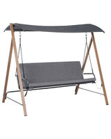 Patio Swing Grey Fabric Steel Frame 3 Seater Garden Outdoor Beliani