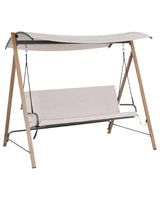 Patio Swing Beige Fabric Steel Frame 3 Seater Garden Outdoor Beliani