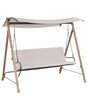 Patio Swing Beige Fabric Steel Frame 3 Seater Garden Outdoor Beliani