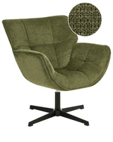 Accent Armchair Green Polyester Upholstery Swivel Modern Large Seat Curved Retro Design Beliani