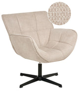 Accent Armchair Beige Polyester Upholstery Swivel Modern Large Seat Curved Retro Design Beliani