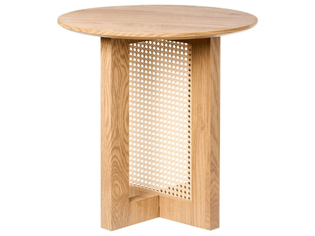 Side Table Light Brown MDF with Rattan Base  50 cm Classic Modern Design Beliani