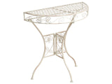Garden Bistro Table Light Beige  Metal Iron Frame 80 x 36 cm Floral Pattern Tabletop Vintage Style Outdoor Beliani