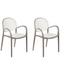 Set of 2 Dining Chairs Light Brown Plastic Garden Outdoor Kitchen Retro Design Beliani