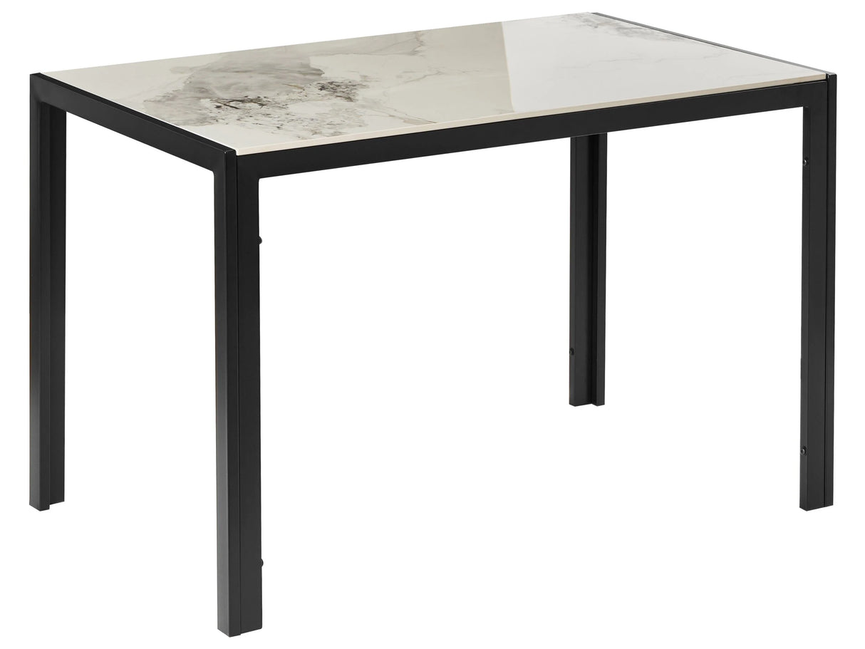 Dining Table White Ceramic Top with Metal Base 120 x 70 cm Classic Modern Design Beliani