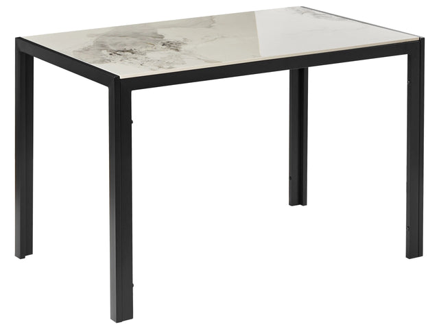Dining Table White Ceramic Top with Metal Base 120 x 70 cm Classic Modern Design Beliani
