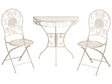 Outdoor Garden Bistro Set Light Beige Metal Iron Frame Floral Pattern Table Chairs Vintage Style Outdoor Beliani