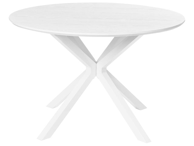 Dining Table White MDF with Metal Frame Legs  120 cm Classic Modern Design Beliani