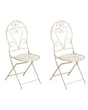Set of 2 Garden Chairs Light Beige Metal Iron Frame Folding Floral Pattern Vintage Style Outdoor Beliani