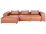 Modular Right Hand Sofa Golden Brown Faux Leather Sectional Corner Couch Modern Minimalistic Living Room Beliani