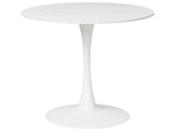 Round Dining Table White Marble Effect Sintered Stone Top  90 cm Metal Base 4 Seater Kitchen Beliani