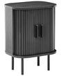 Nightstand Bedside Table Black MDF Metal 40 x 30 cm dulap retro cu ui glisante pentru living Beliani
