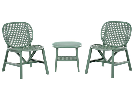 Garden Bistro Set Bar Green Table and Low Chairs Outdoor Set Modern Style Beliani